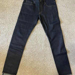 Uniqlo Selvedge Jeans Slim Fit Straight Men's Sz 30x32 Stretched Indigo